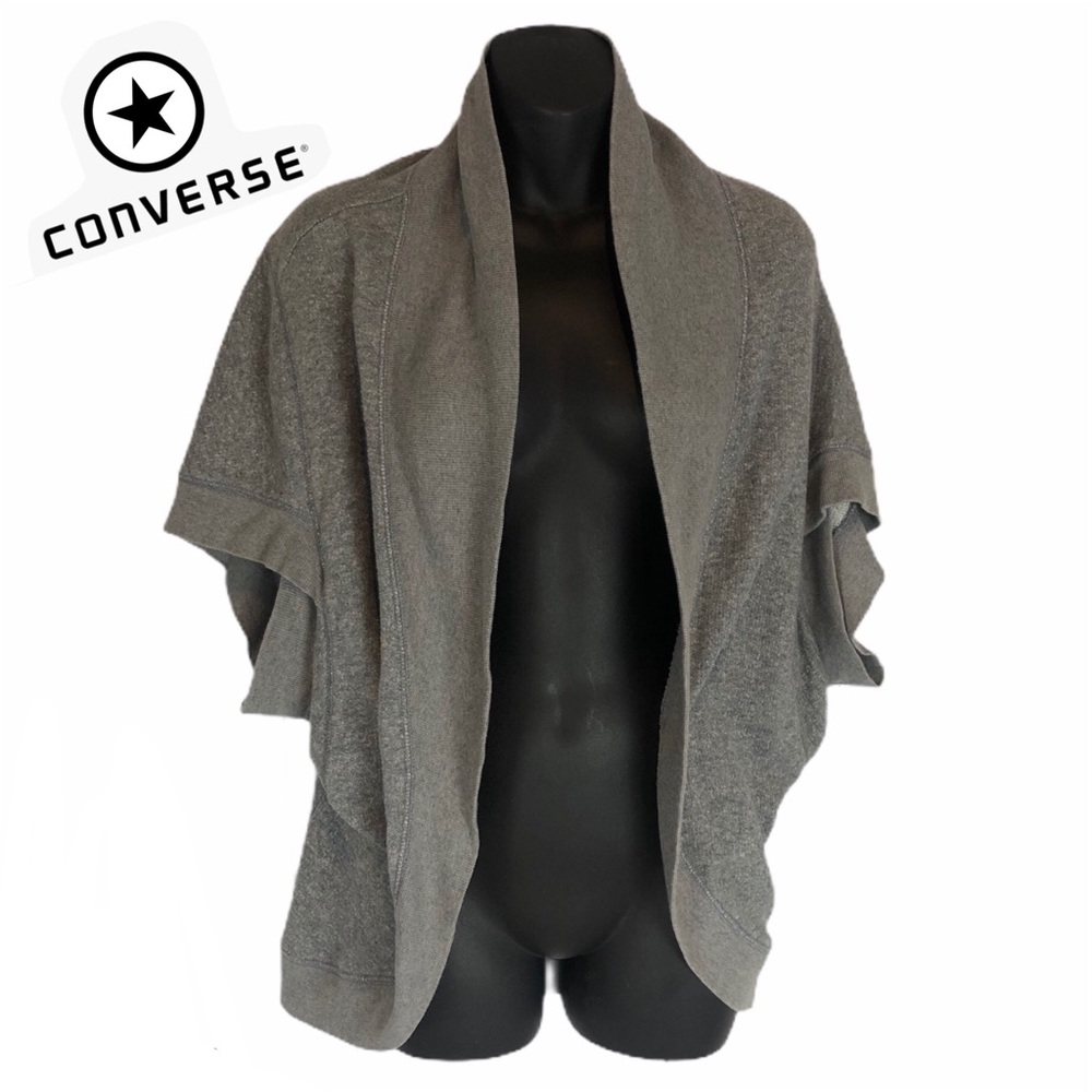 Converse Short Sleeve Open Cocoon Cardigan Gray